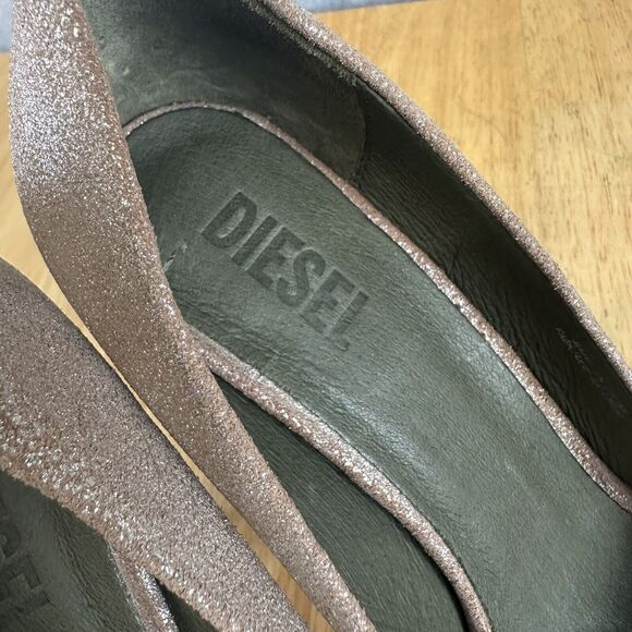 DIESEL Womens High Heels Sparkle Metallic Pink Slip On Career Pump Shoes US 7 38 - Picture 10 of 13